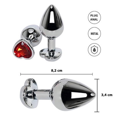 Plug Rojo M: Joya Anal Medium Con Gema Roja En Forma De Corazon