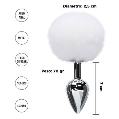 Plug anal metálico con cola de conejo