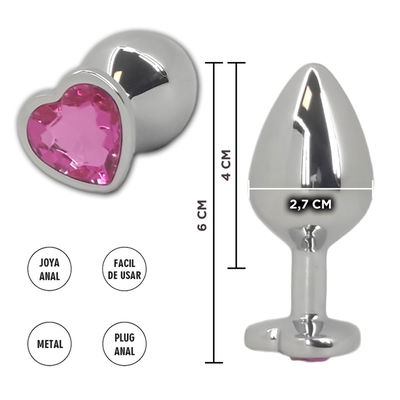 Plug rosa s: Joya anal metálica talle s