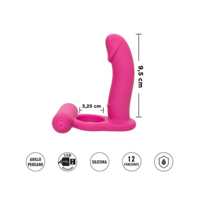 Anillo con vibracion para doble penetracion y carga USB