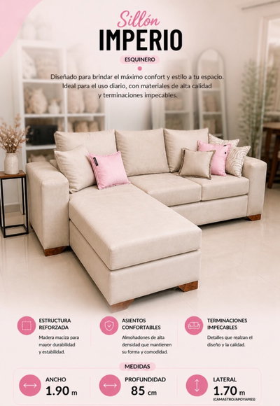 Sillon tres cuerpos esquinero - Modelo IMPERIO 