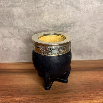 Mate Imperial PREMIUM, Virola Alpaca, Cuero LISO - Modelo 10