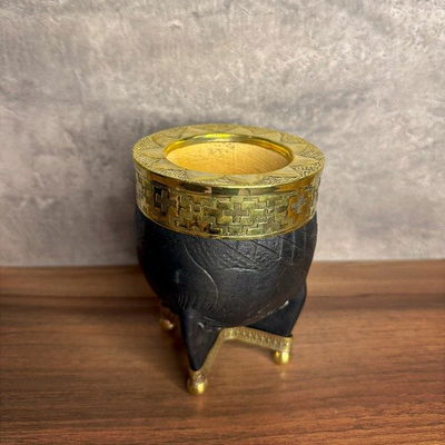 Mate Imperial EXCLUSIVO, Virola Bronce, Cuero Labrado, Base en Bronce -Modelo 45