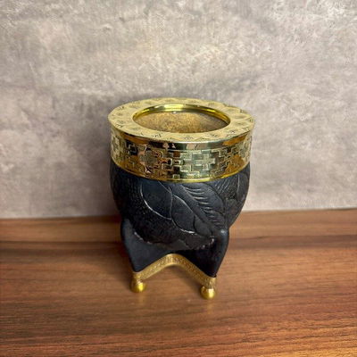 Mate Imperial EXCLUSIVO, Virola Bronce, Cuero Labrado, Base en Bronce -Modelo 51
