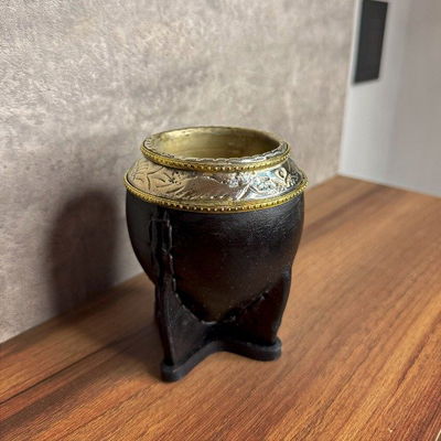 Mate Torpedo EXCLUSIVO, Virola Alpaca, Doble ARO, Cuero Liso - Modelo 2
