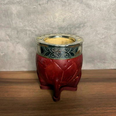 Mate Imperial PREMIUM, Virola Alpaca, Apliques, Cuero Labrado - Modelo 22