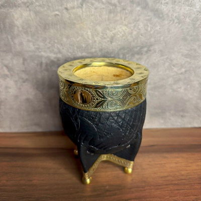 Mate Imperial EXCLUSIVO, Virola Bronce, Cuero Labrado, Base en Bronce -Modelo 36