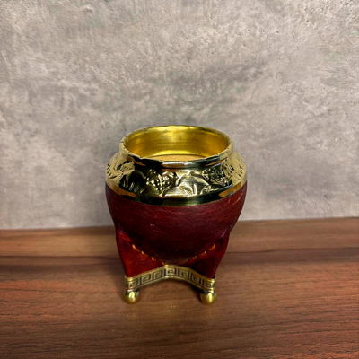 Mate Torpedo PREMIUM, Virola Bronce, Cuero Liso, Base Bronce - Modelo 2