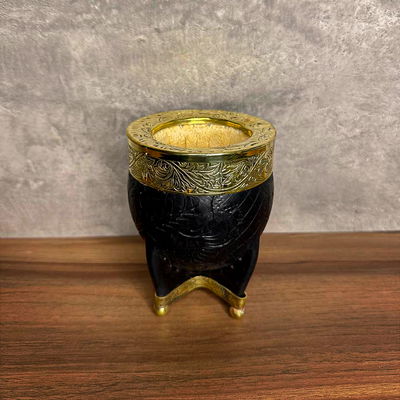 Mate Imperial EXCLUSIVO, Virola Bronce, Cuero Labrado, Base en Bronce - Modelo 49