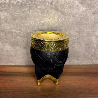 Mate Imperial EXCLUSIVO, Virola Bronce, Cuero Labrado, Base en Bronce - Modelo 50