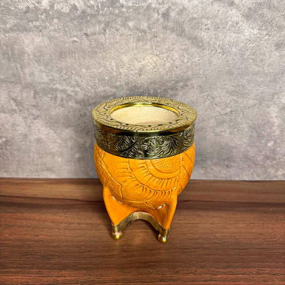 Mate Imperial EXCLUSIVO, Virola Bronce, Cuero Labrado, Base en Bronce - Modelo 55