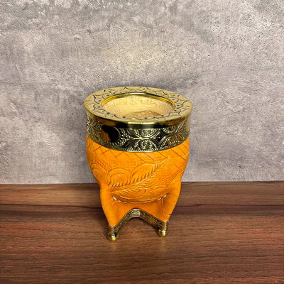 Mate Imperial EXCLUSIVO, Virola Bronce, Cuero Labrado, Base en Bronce - Modelo 56
