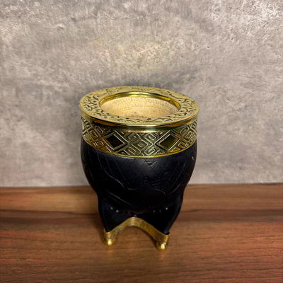 Mate Imperial EXCLUSIVO, Virola Bronce, Cuero Labrado, Base en Bronce - Modelo 51