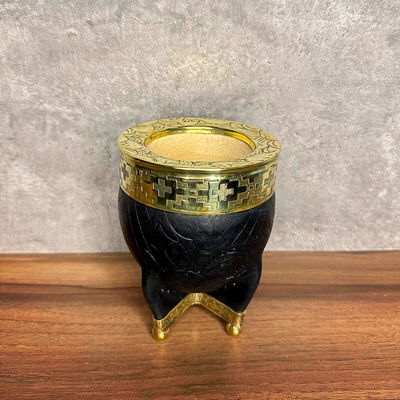 Mate Imperial EXCLUSIVO, Virola Bronce, Cuero Labrado, Base en Bronce - Modelo 53