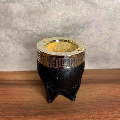 Mate Imperial PREMIUM, Virola Alpaca, Apliques, Cuero Labrado - Modelo 27