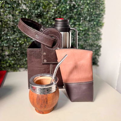 COMBO 190 - Mate Algarrobo Imperial, Termo, Canasta Matera, Yerbera y Bombilla