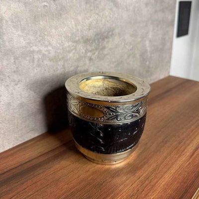 Mate Imperial ROMA EXCLUSIVO, Virola Alpaca, Cuero TALLADO - Modelo 22