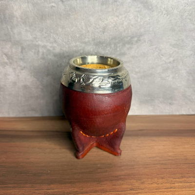 Mate Torpedo JOYERO, Virola Alpaca, Cuero LISO. - Modelo 9