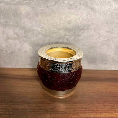 Mate Imperial ROMA EXCLUSIVO, Virola Alpaca, Cuero TALLADO - Modelo 27