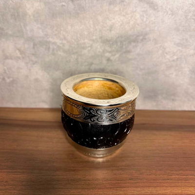 Mate Imperial ROMA EXCLUSIVO, Virola Alpaca, Cuero TALLADO - Modelo 25