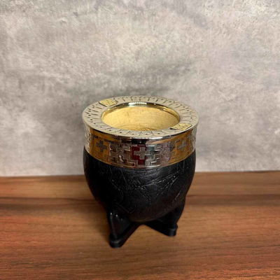 Mate Imperial PREMIUM, Virola Alpaca, Apliques, Cuero Labrado - Modelo 26