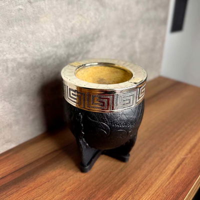 Mate Imperial PREMIUM, Virola Alpaca, Apliques, Cuero Labrado - Modelo 27