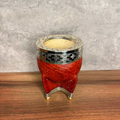 Mate Imperial PREMIUM, Virola Alpaca, Cuero CROCCO, Base y Bolitas. - Modelo 2