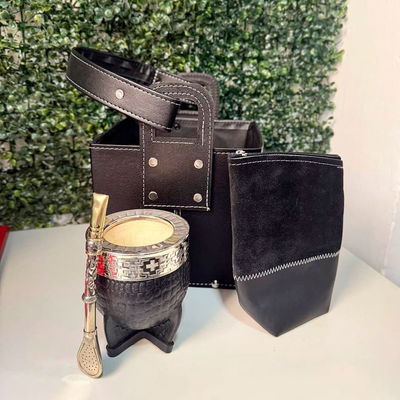 PROMO 32 - Mate Imperial, Canasta, Bombillón + Yerbera 100% CUERO de REGALO