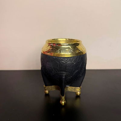 Mate Torpedo EXCLUSIVO, Virola Bronce, Cuero LABRADO, Base Bronce - Modelo 6