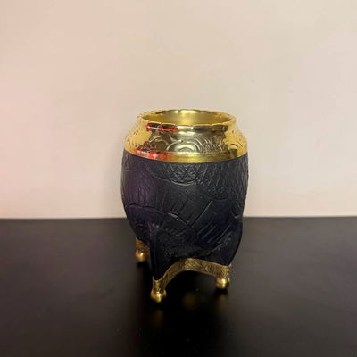 Mate Torpedo EXCLUSIVO, Virola Bronce, Cuero LABRADO, Base Bronce - Modelo 8