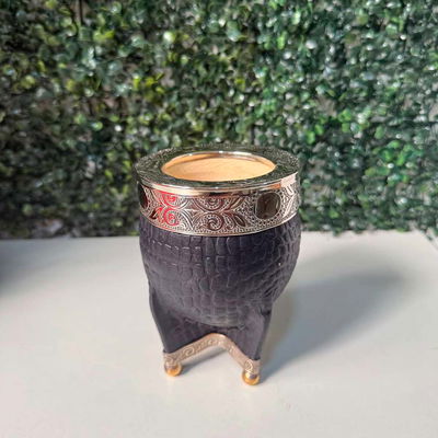 Mate Imperial PREMIUM, Virola Alpaca, Cuero CROCCO, Base y Bolitas - Modelo 2