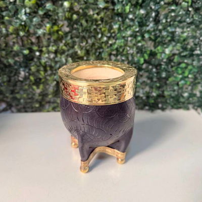 Mate Imperial EXCLUSIVO, Virola Bronce, Cuero LABRADO, Base y Bolitas en Bronce - Modelo 9