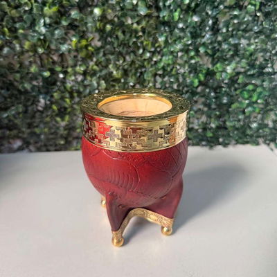 Mate Imperial EXCLUSIVO, Virola Bronce, Cuero LABRADO, Base y Bolitas en Bronce - Modelo 2