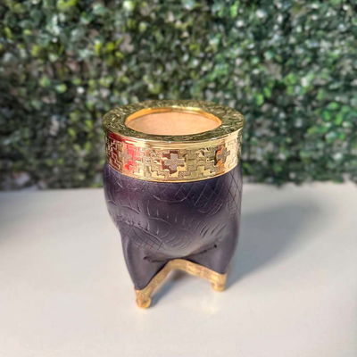 Mate Imperial EXCLUSIVO, Virola Bronce, Cuero LABRADO, Base y Bolitas en Bronce - Modelo 7