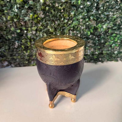 Mate Imperial EXCLUSIVO, Virola Bronce, Cuero LABRADO, Base y Bolitas en Bronce - Modelo 8