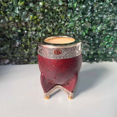 Mate Imperial PREMIUM, Virola Alpaca, Cuero LABRADO, Base y Bolitas - Modelo 4