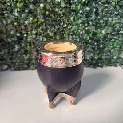 Mate Imperial PREMIUM, Virola Alpaca, Apliques, Cuero Liso, Base y Bolitas - Modelo 4