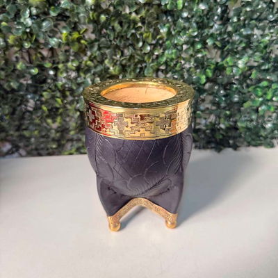 Mate Imperial EXCLUSIVO, Virola Bronce, Cuero LABRADO, Base y Bolitas en Bronce - Modelo 4