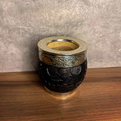 Mate Imperial ROMA EXCLUSIVO, Virola Alpaca, Cuero TALLADO - Modelo 10
