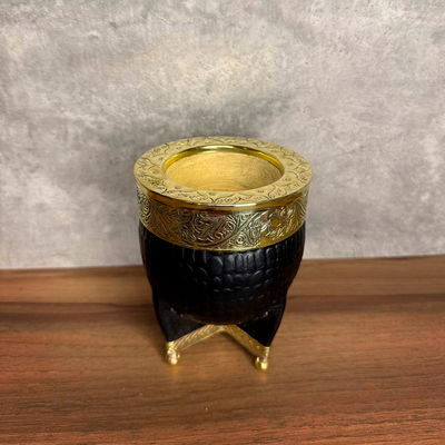 Mate Imperial EXCLUSIVO, Virola Bronce, Cuero CROCCO, Base en Bronce - Modelo 4