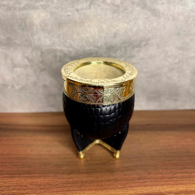 Mate Imperial EXCLUSIVO, Virola Bronce, Cuero CROCCO, Base en Bronce - Modelo 3