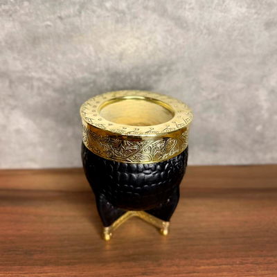 Mate Imperial EXCLUSIVO, Virola Bronce, Cuero CROCCO, Base en Bronce - Modelo 8