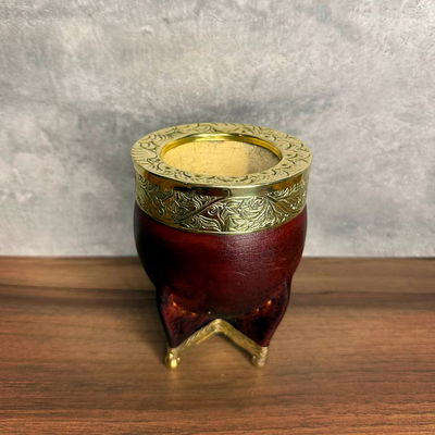 Mate Imperial EXCLUSIVO, Virola Bronce, Cuero LISO, Base en Bronce -Modelo 3