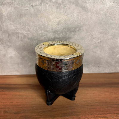 Mate Imperial PREMIUM, Virola Alpaca, Apliques, Cuero Labrado - Modelo 26