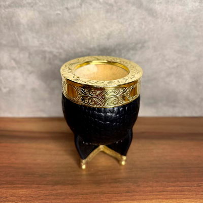 Mate Imperial EXCLUSIVO, Virola Bronce, Cuero CROCCO, Base en Bronce - Modelo 6