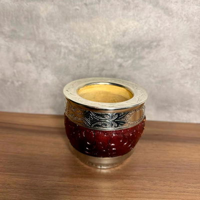 Mate Imperial ROMA EXCLUSIVO, Virola Alpaca, Cuero TALLADO - Modelo 21