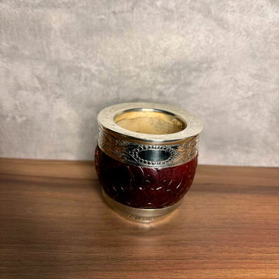 Mate Imperial ROMA EXCLUSIVO, Virola Alpaca, Cuero TALLADO - Modelo 24