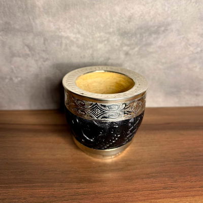 Mate Imperial ROMA EXCLUSIVO, Virola Alpaca, Cuero TALLADO - Modelo 20