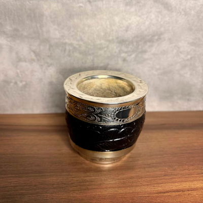 Mate Imperial ROMA EXCLUSIVO, Virola Alpaca, Cuero TALLADO - Modelo 22