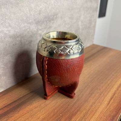 Mate Torpedo JOYERO, Virola Alpaca, Cuero LISO. - Modelo 8